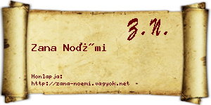 Zana Noémi névjegykártya